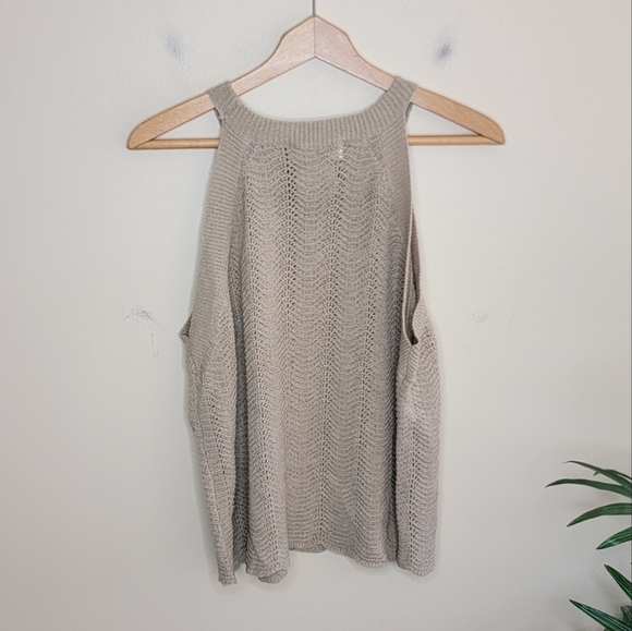NWT Everyday Chic Boutique | Taupe Knit Halter Neck Sweater Tank Size Large - Picture 4 of 4